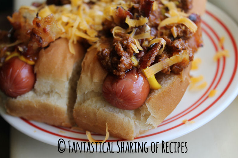 Fantastical Sharing of Recipes Bacon Chili Cheese Dogs