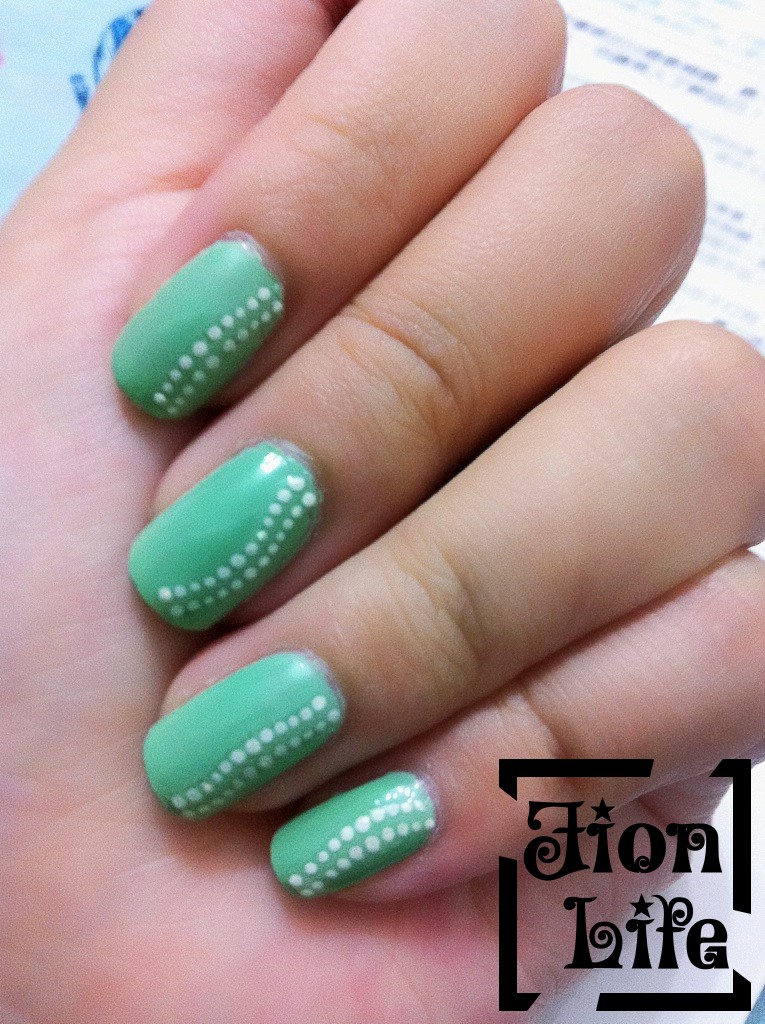 Fion Story Of My Life Beauty Nail Art 春夏色彩 蘋果綠配白波點