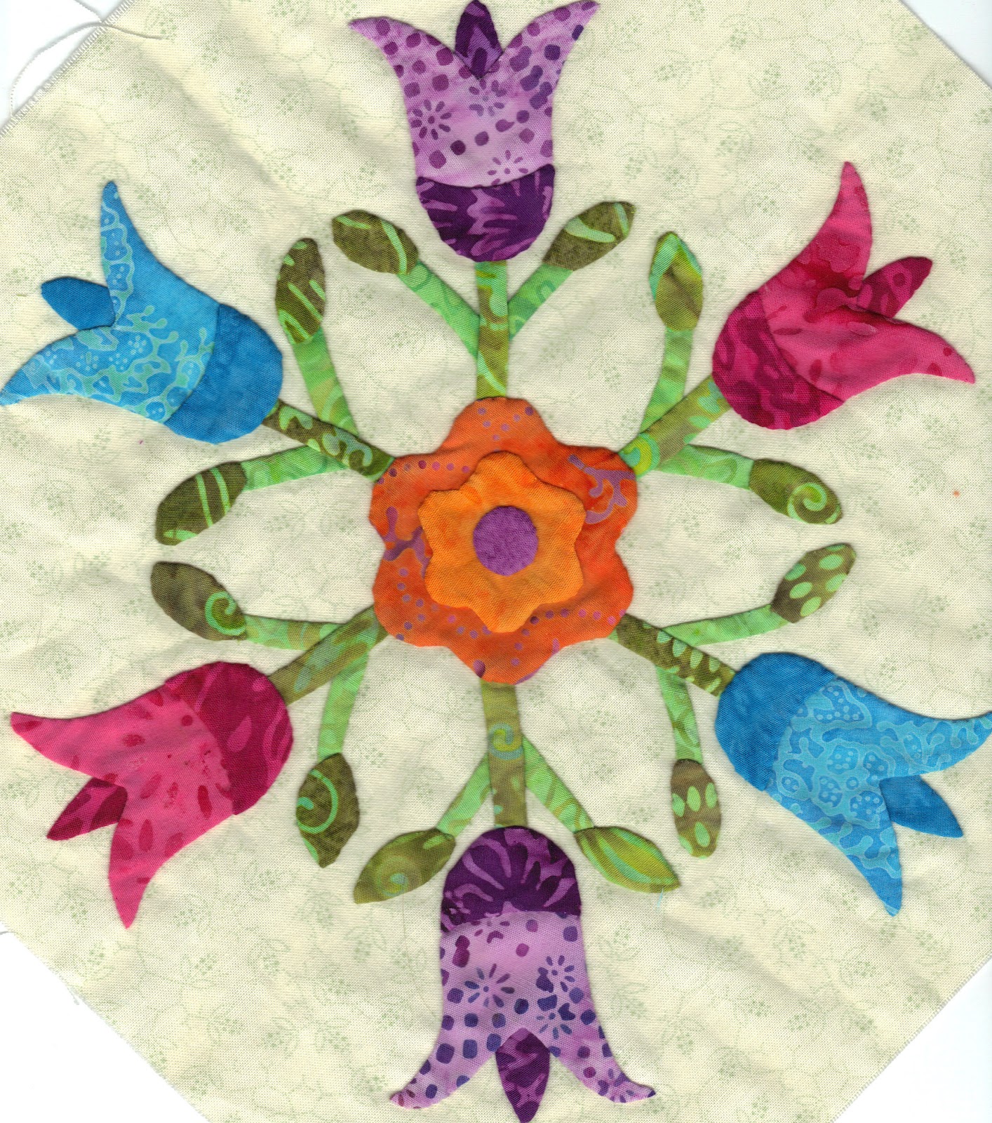 Quilt Art Star Batik Tulips Bloggers Quilt Festival 46