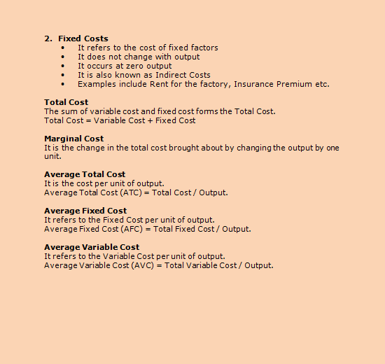 25 Total Cost, Average Cost, Fixed Cost and Variable Cost