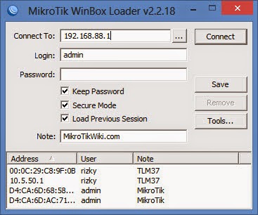 mikrotik routeros login