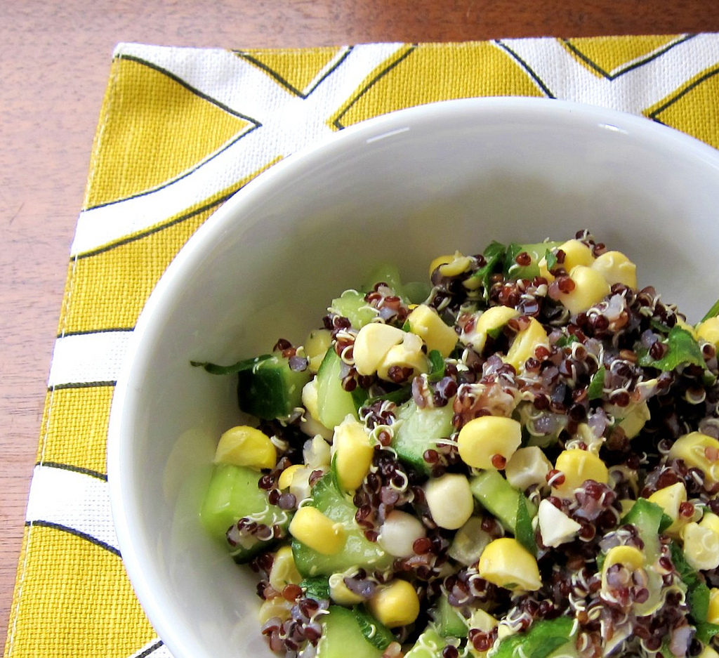 Black Quinoa Salad with Cucumber and Corn Noodle Fever