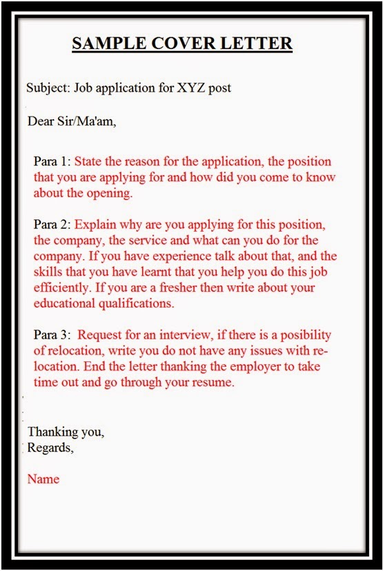 Cover letter via email job application