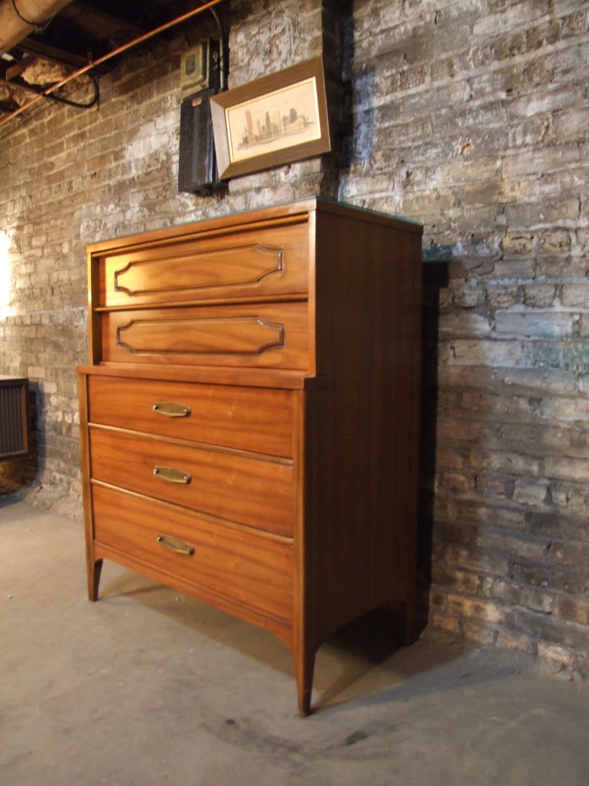 Mid Century Chicago Kent Coffey "Marquee Modern" Highboy Dresser