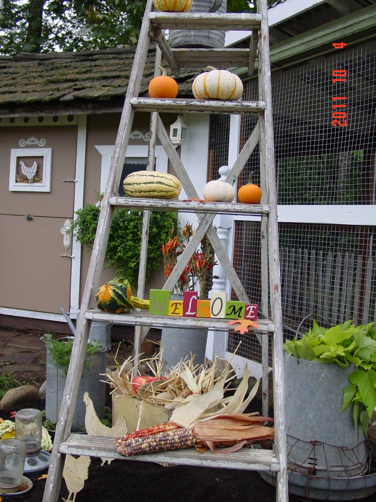 Shabby Chic Tiny Retreat The chicken coop is dressed for Fall