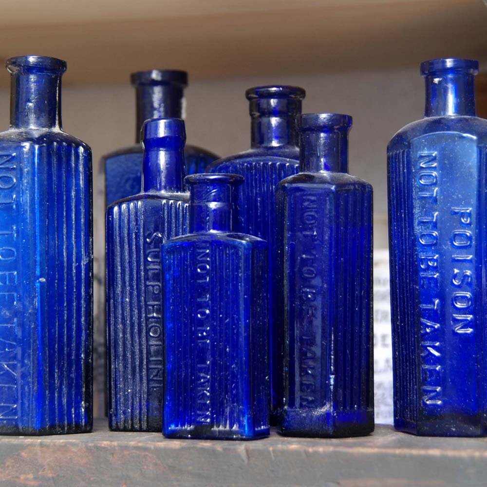 Blue Glass Poison Bottles Blue Glass Poison Bottles