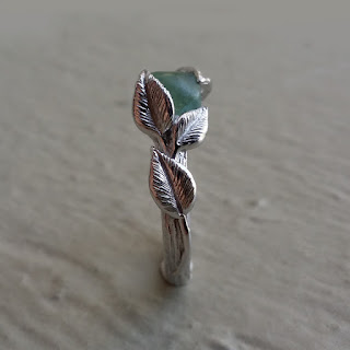 Raw Uncut Green Sapphire Engagement, Leaf and Twig Promise, Stackable gemstone rings, Wedding Bands, Dawn Vertrees