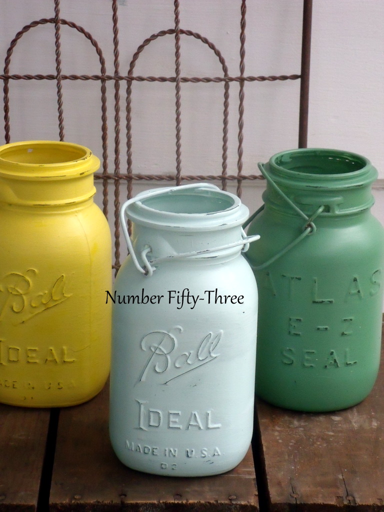 Number FiftyThree Easy, Painted Canning Jars