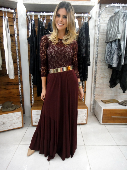 saia longa com blusa de renda para casamento