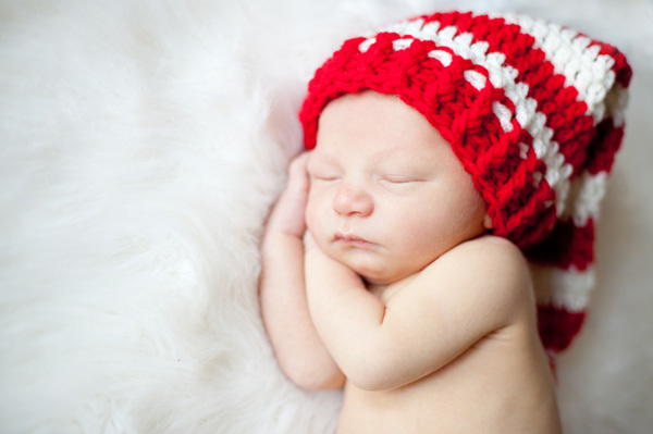 newborn with santa hat