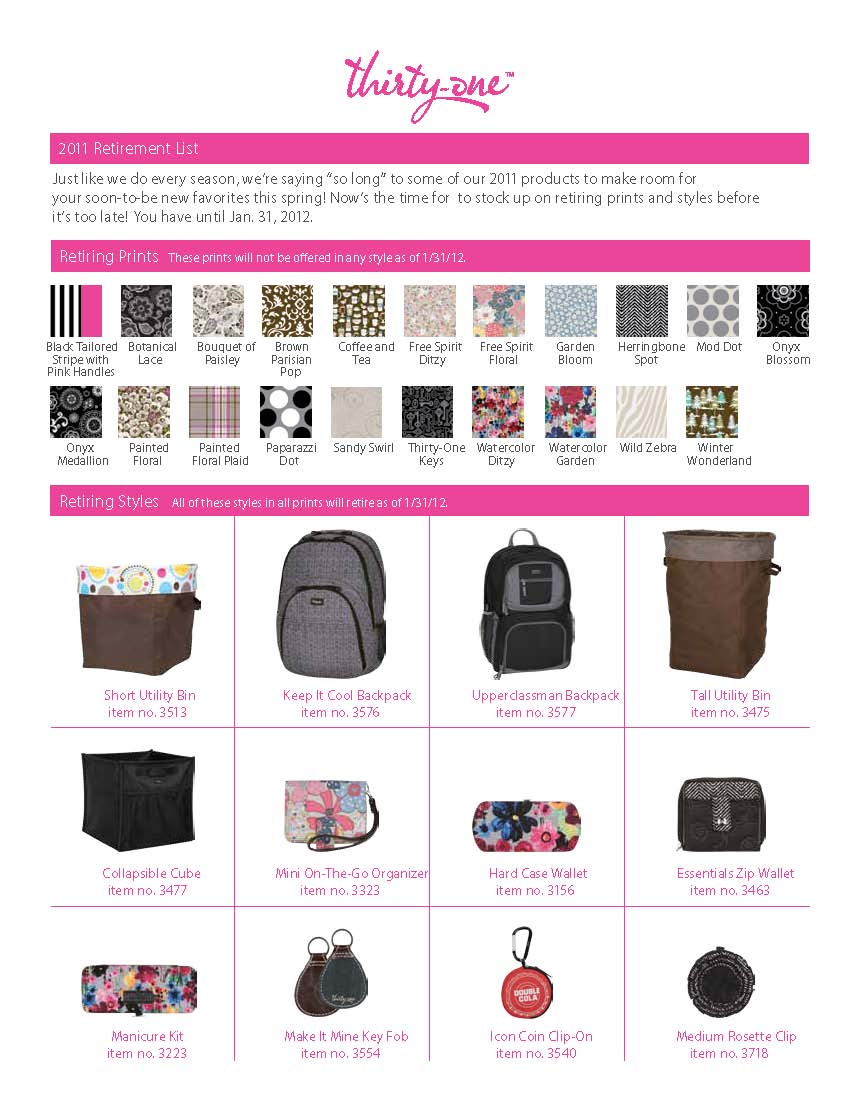 retired thirty one purses