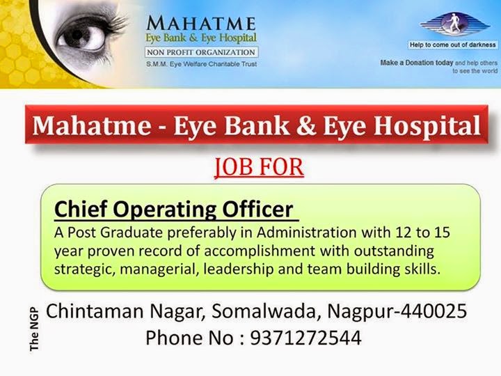 Jobs Ngp Mahatme Eye Bank & Eye Hospital Jobs Chief Operating Officer