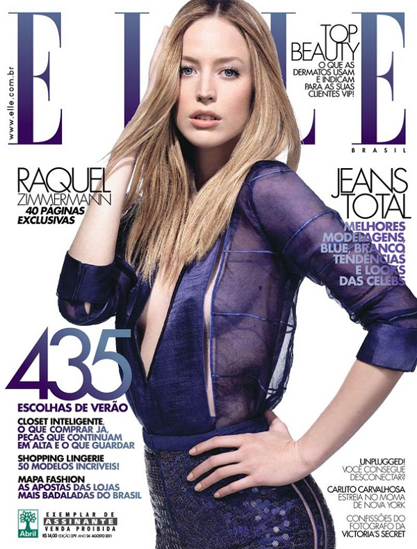Raquel Zimmermann features on the cover of Elle Brasil, August 2011
