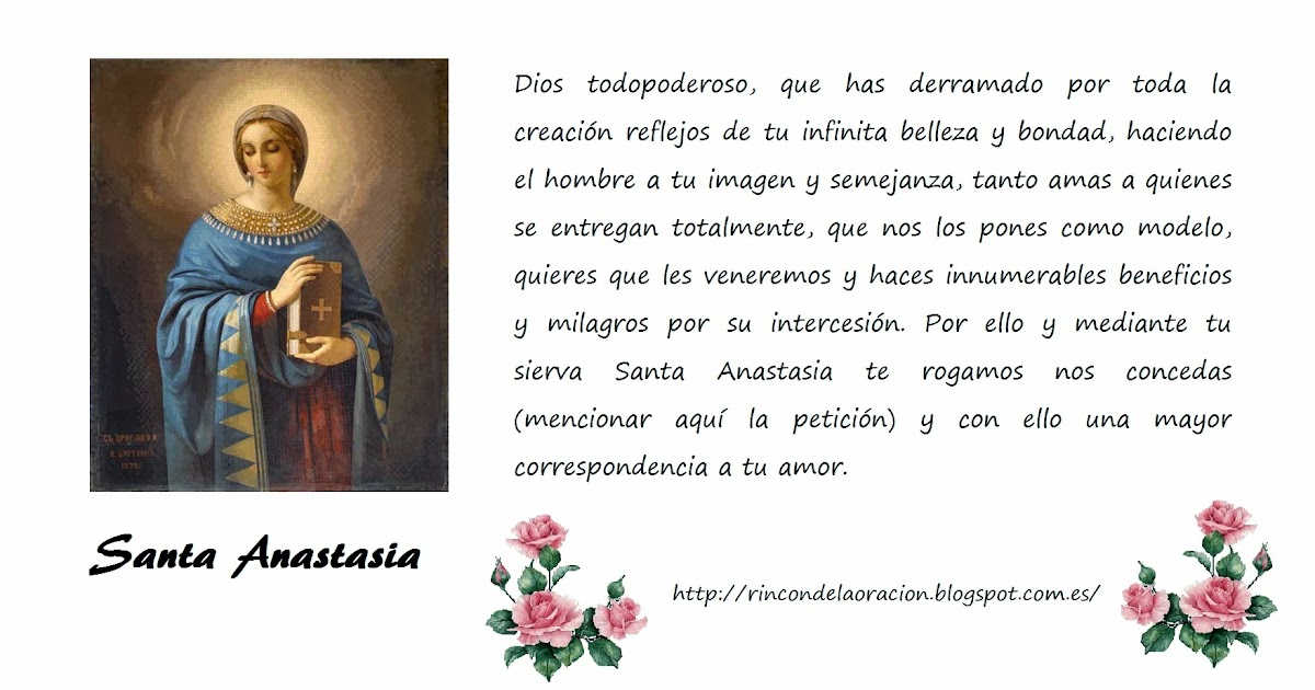Rincón de la Oración Estampa Oración de Santa Anastasia