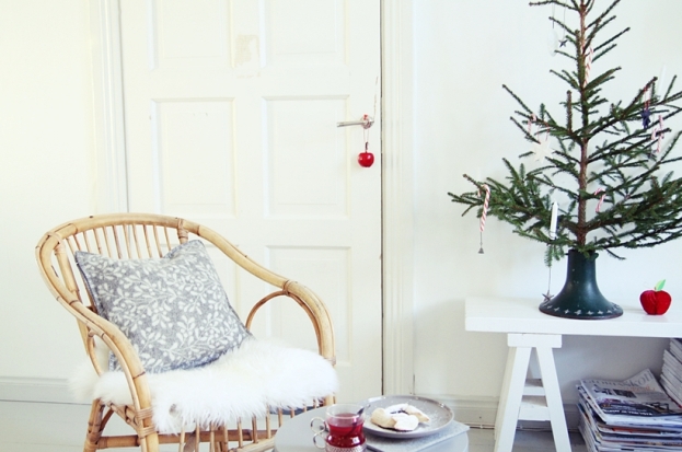 Primeros deseos de Navidad Silla mimbre estilo nórdico