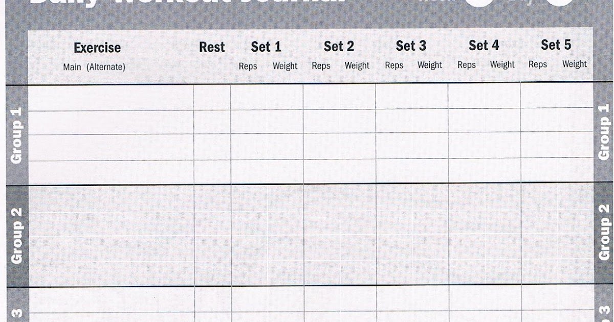 Workout Database Free Printable Workout Log