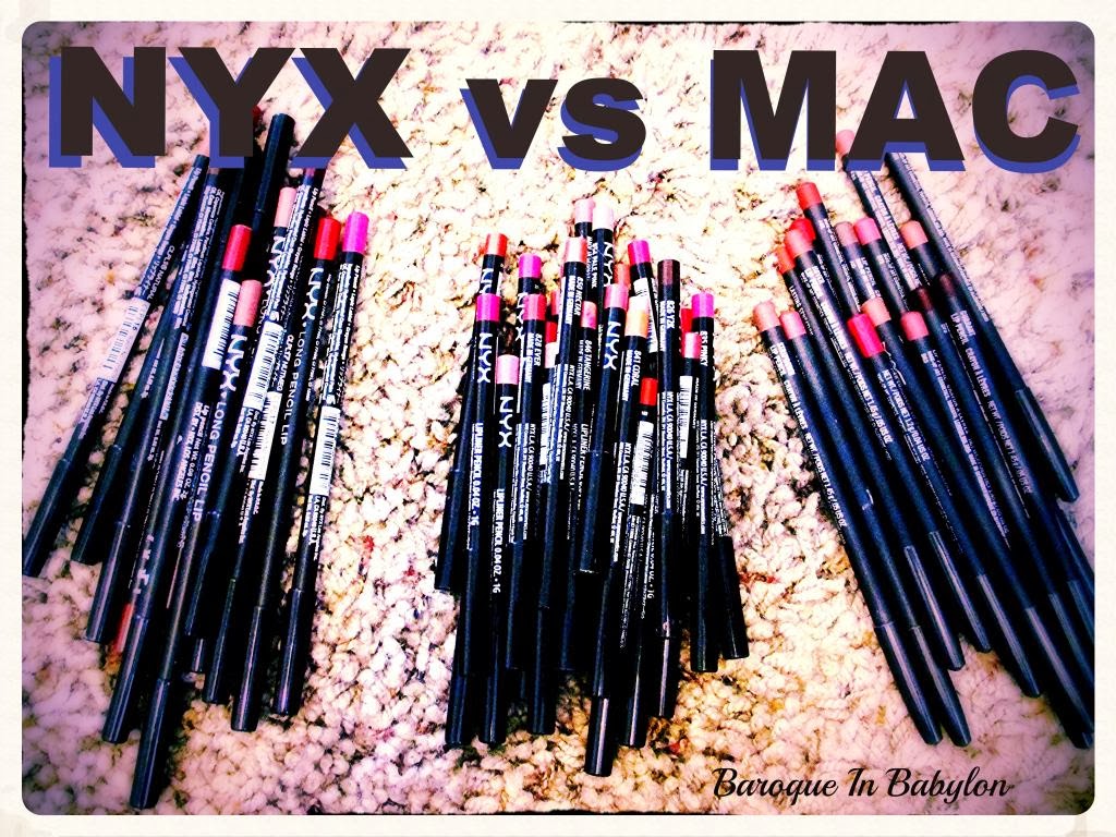 Baroque In Babylon MAC Lip Pencils vs Nyx Lip Pencils (Long and Short