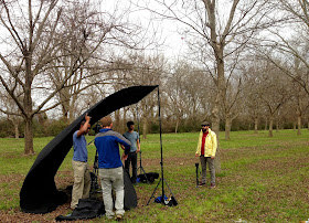 Tommy Talley helping his photography directors test the light at Inglewood Farms