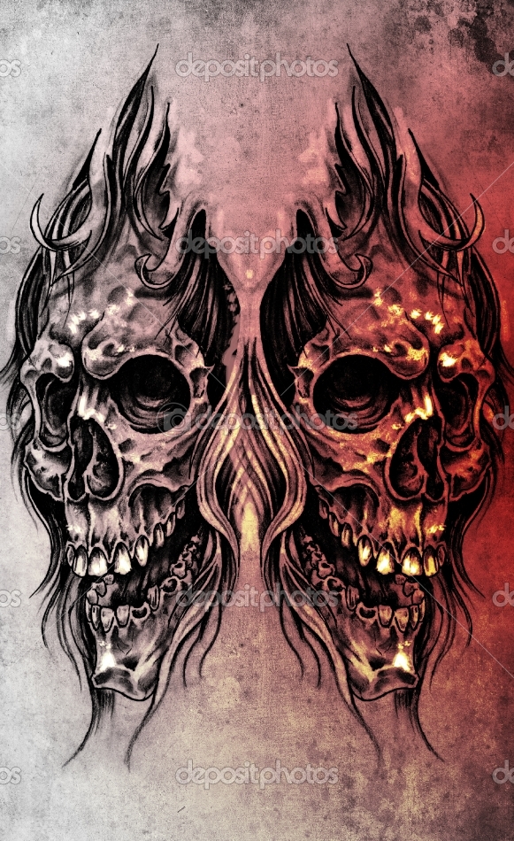 Cool Ink Tattoos Designs Crazy Head Skull Tattoos