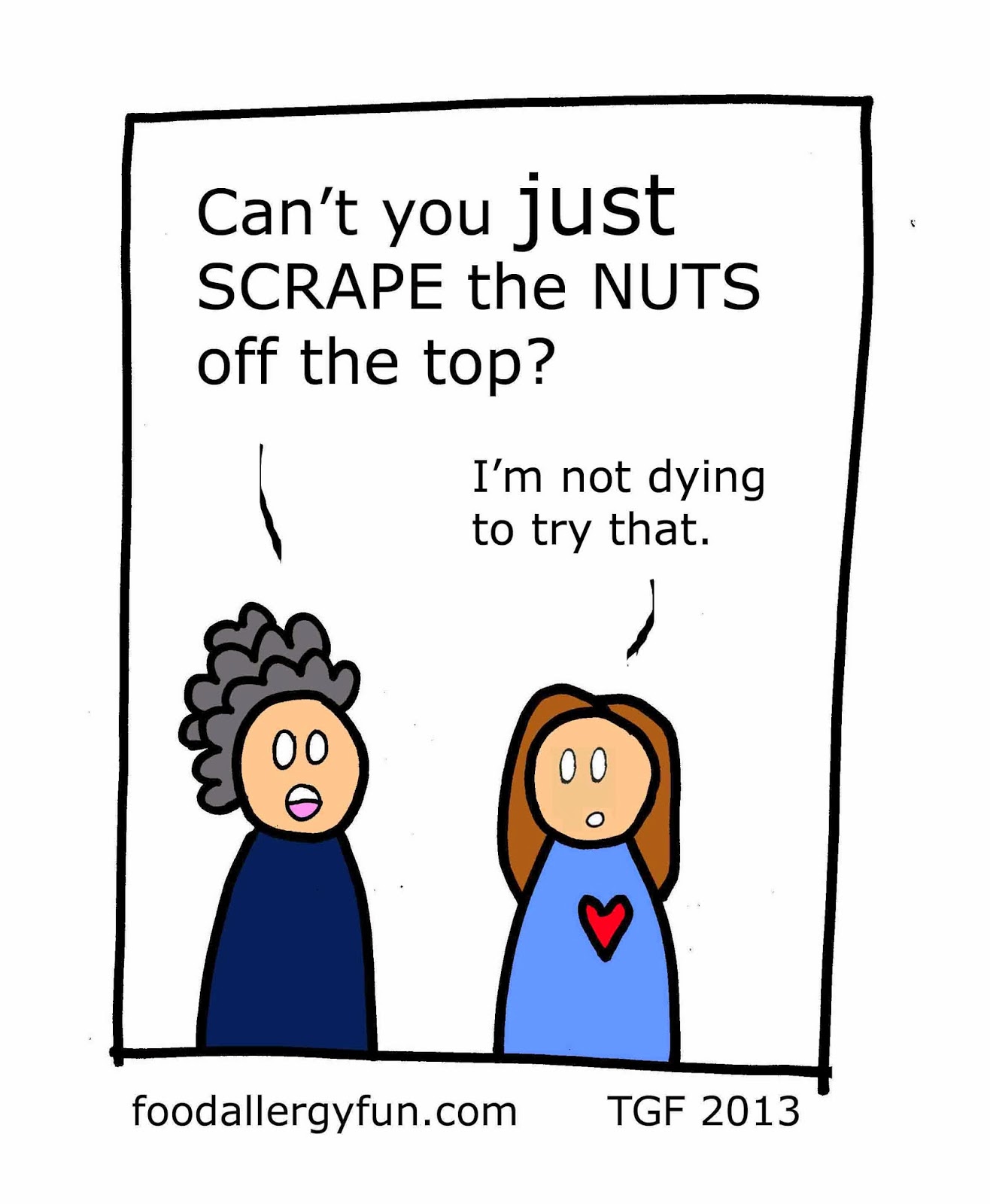 Food Allergy Fun: Scrape the nuts - Food Allergy Cartoon