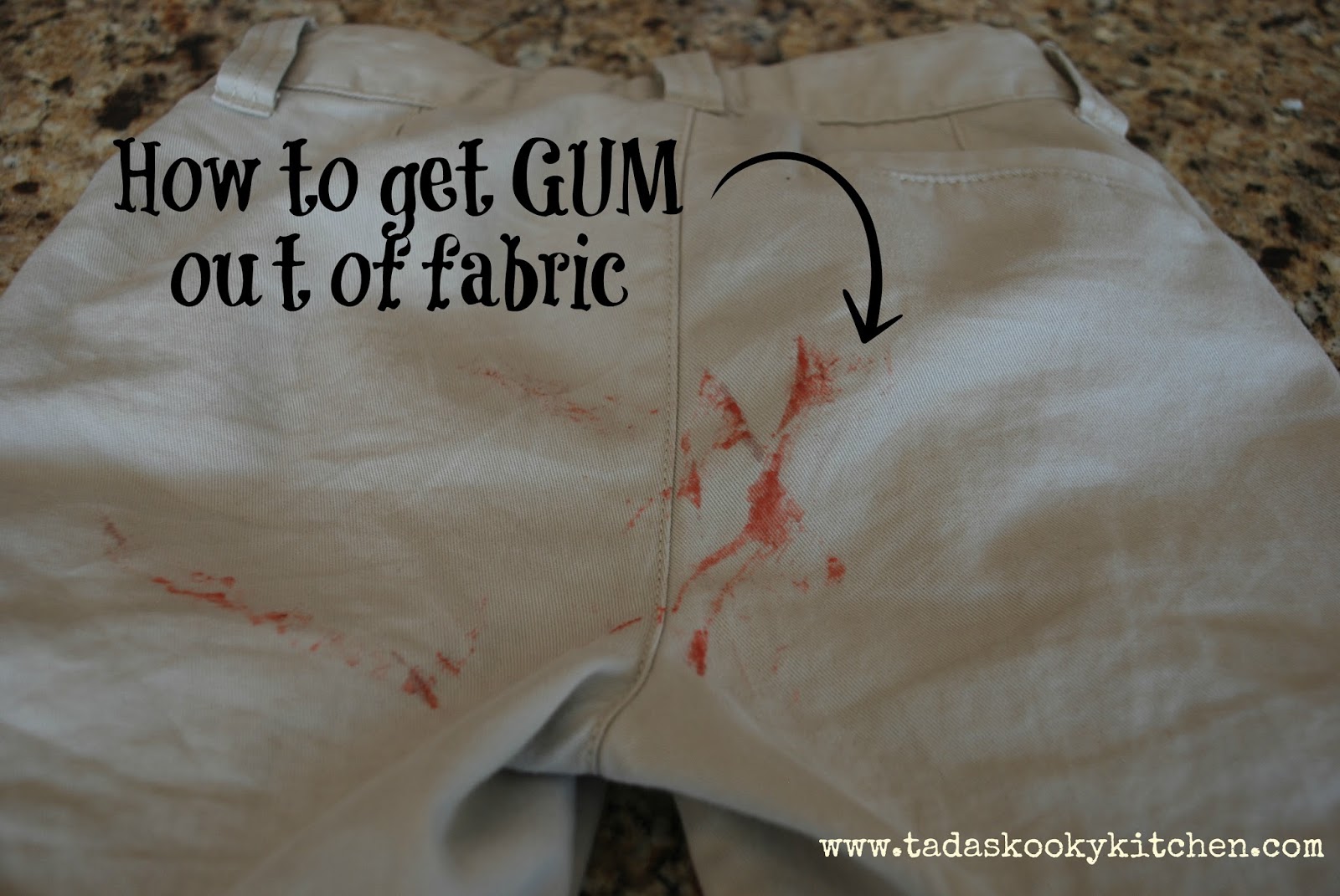 Tada's Kooky Kitchen How to get GUM out of fabric