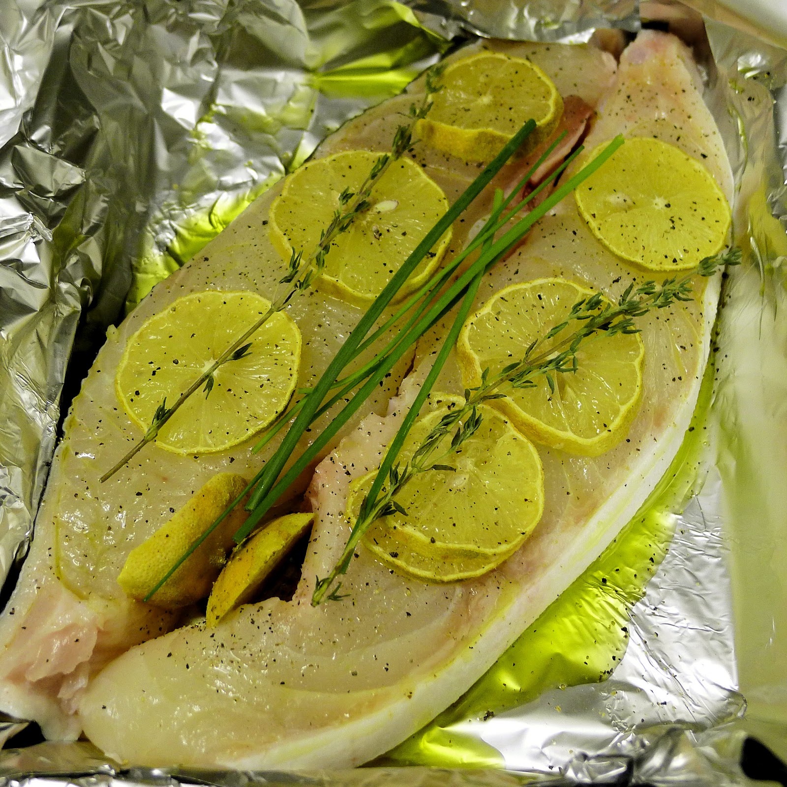 Culinary Adventures in London Foil Baked Halibut Steaks with Samphire