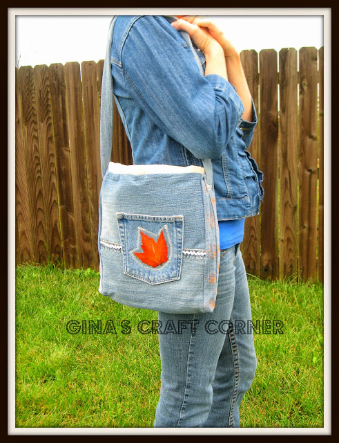 Blue Jean, Fall Bag w/ Real Pressed Leaves