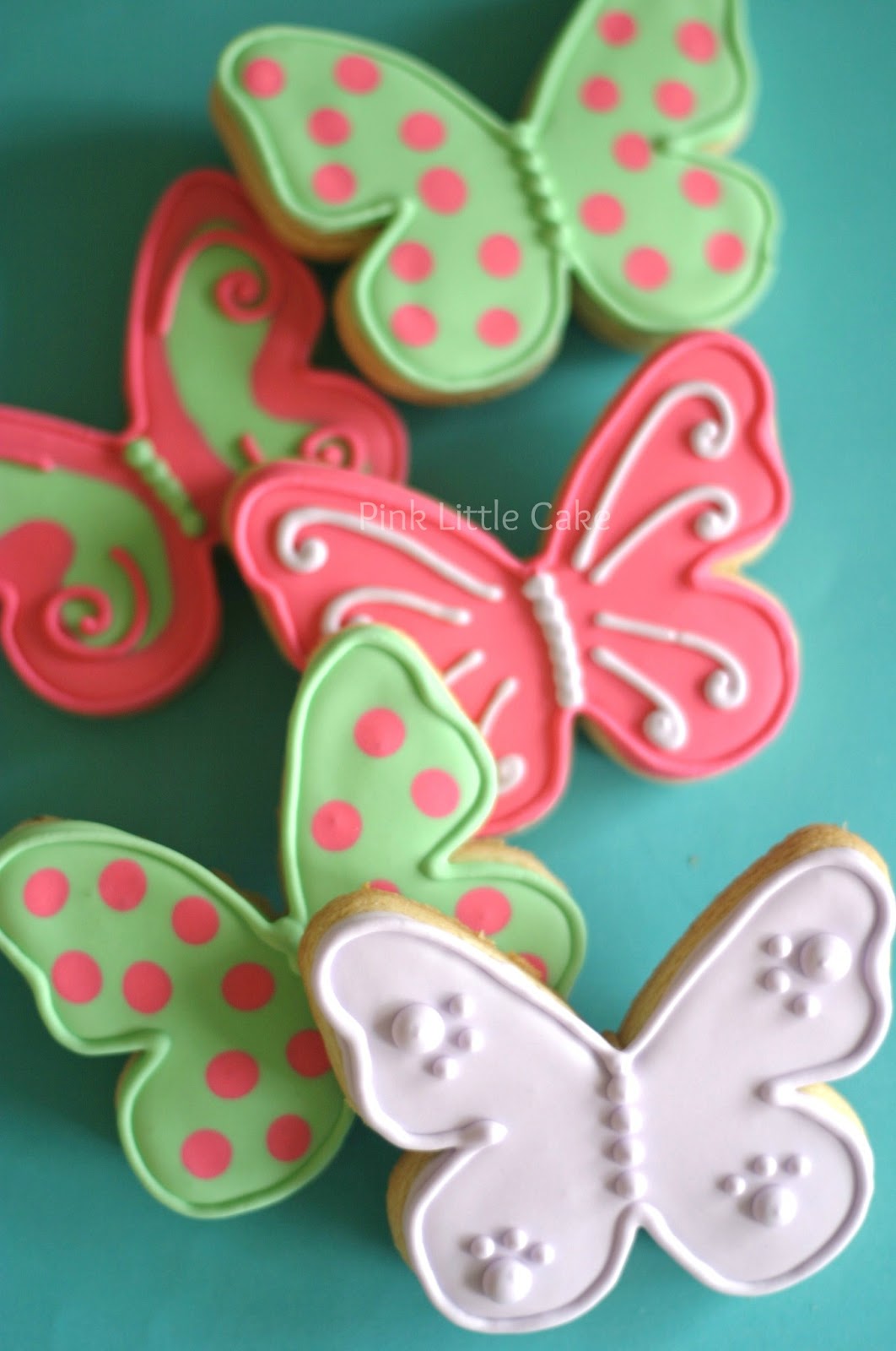 My Pink Little Cake Butterflies And Flowers Cookies