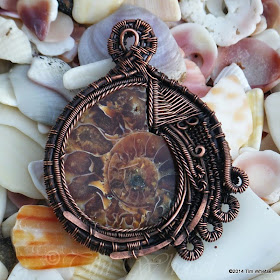 Steampunk Copper Handmade Wire Wrapped Ammonite Pendant B -  ©2014 Tim Whetsel - TDWJewelry