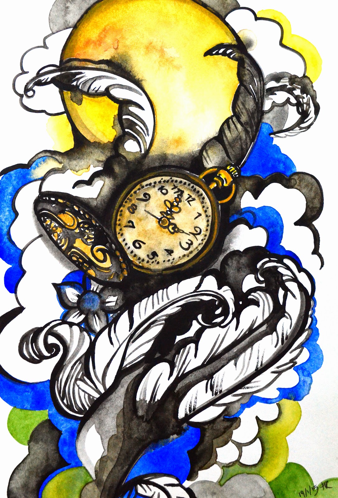 Sketch a Day 15 - Time - 40 Minute Watercolour http://hannahredden.blogspot.co.uk/