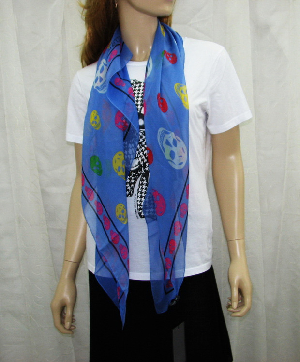 Skull Scarf Skull Scarves Alexander Mcqueen Multi Coloured Skull Scarf