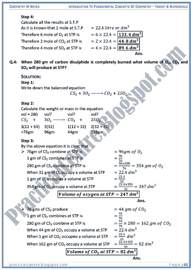 Introduction To Fundamental Concepts Of Chemistry - Theory And Numericals (Examples And Problems) - Chemistry XI