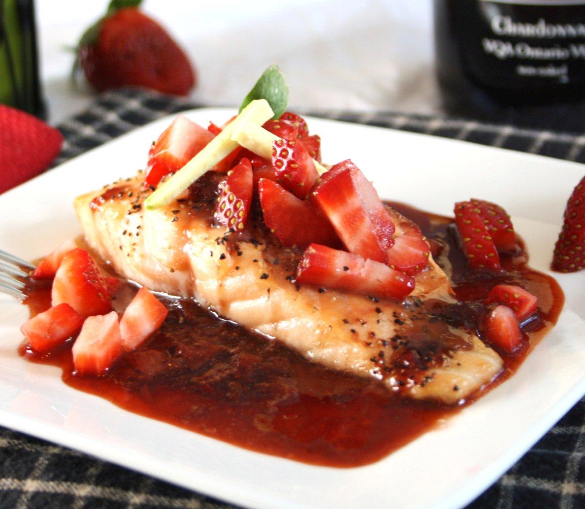 Roasted Salmon in a StrawberryBalsamic Reduction
