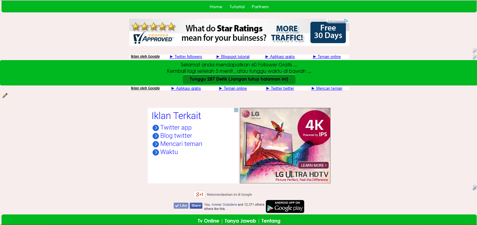 Mantap !!! Web Auto Follower Twitter , Langsung Nambah 70 Follower