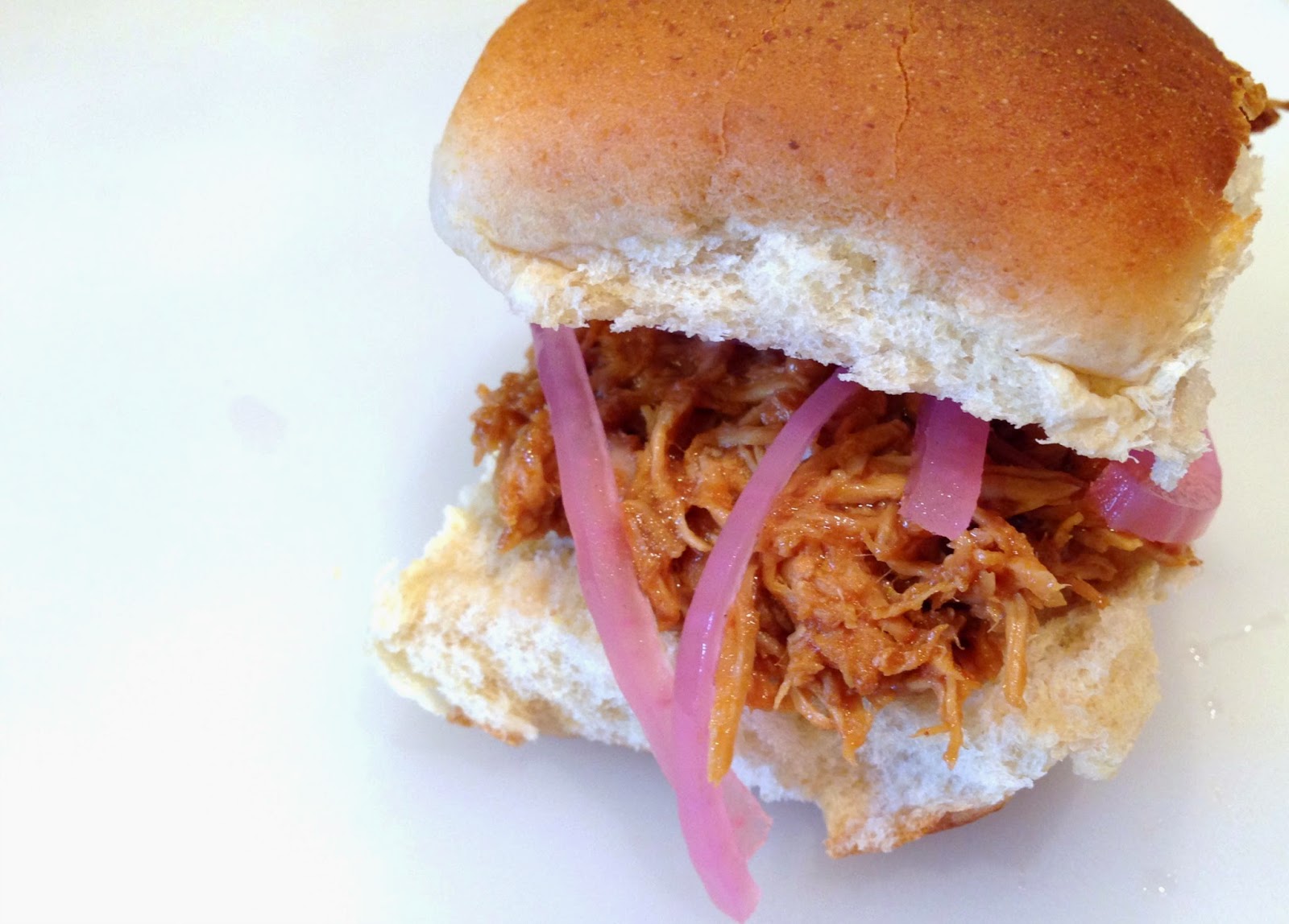 CrockPot BBQ Chicken Sliders with Homemade Pickled Onions Schue Love