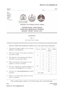 Science PMR 2013: Perak Trial PMR 2011