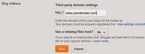 Configuring custom domain inside blogger dashboard