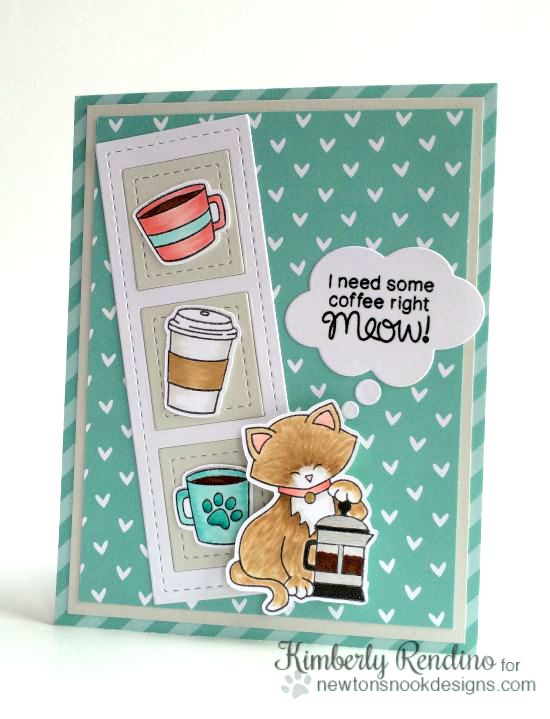 Coffee Cat Card by Kimberly Rendino | Newton Loves Coffee Stamp set by Newton's Nook Designs #newtonsnook #coffee