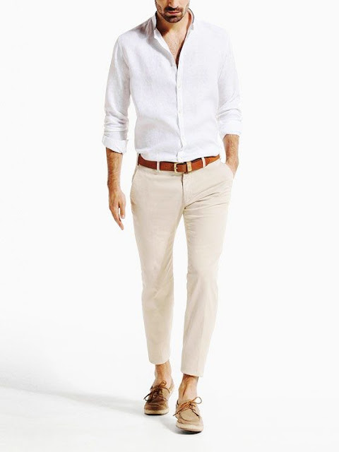 white and beige outfit men