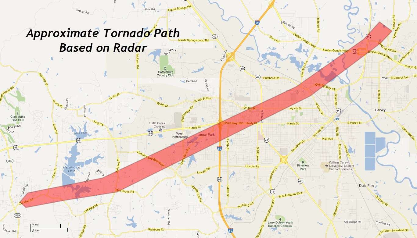 The Original Weather Blog: The Tornado Chronicles: Hattiesburg, MS Tornado of 2-10-13...1367 x 781