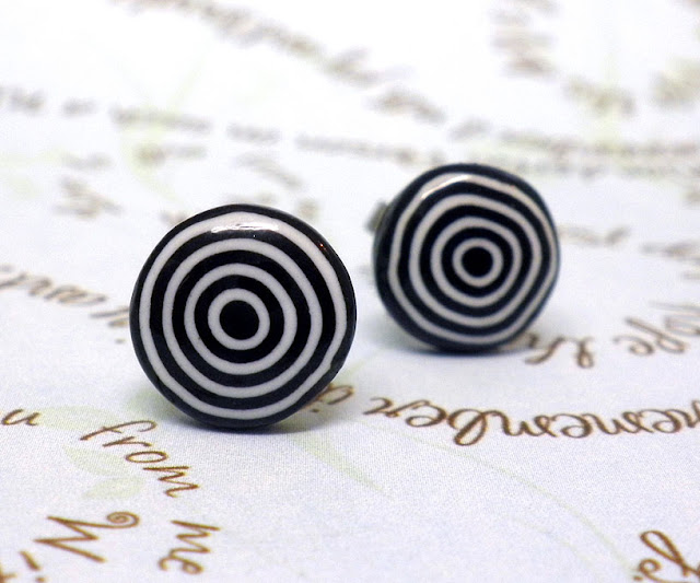Polymer clay black and white earrings