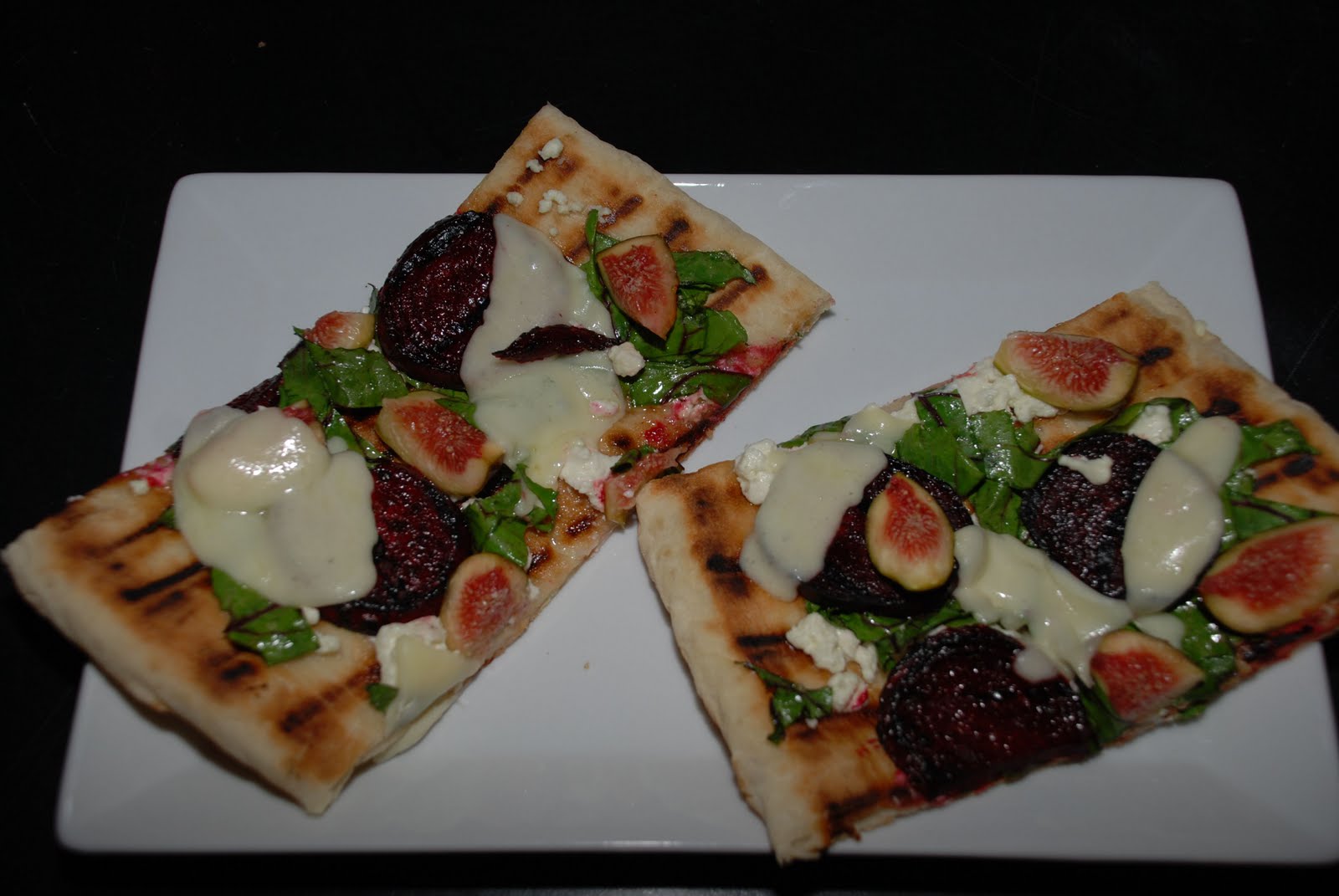 Tomatoes on the Vine Grilled Goat Cheese Pizza with Figs, Beets, and