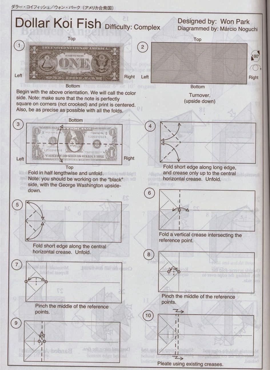 El arte del Origami Dollar Koi Fish