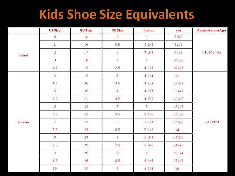 Size 7 Shoe Conversion Chart