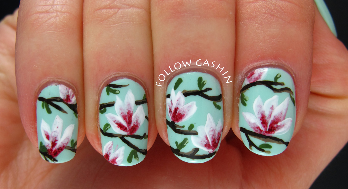 follow gashin Magnolia Blossoms Nail Art