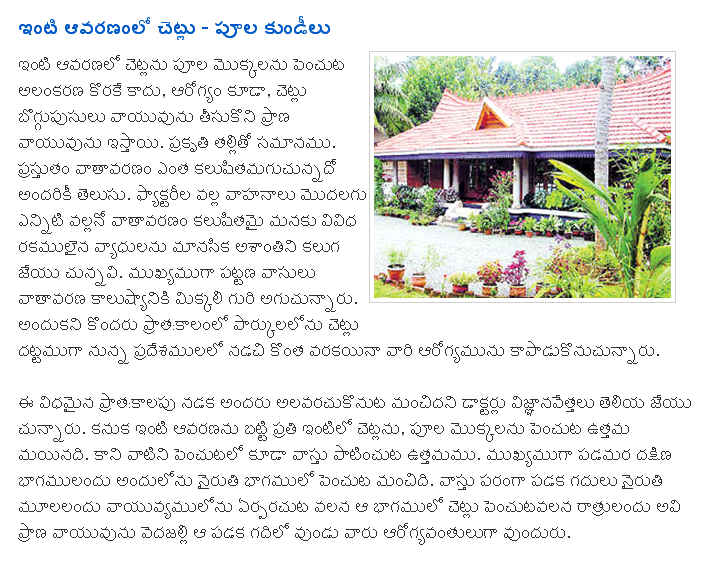 TELUGU WEB WORLD house garden trees what to grow or not house