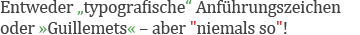 Es kann zwischen typografischen Anführungszeichen oder Guillemets gewählt werden