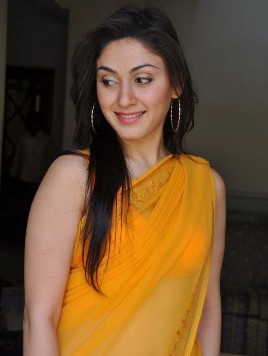 manjari phadnis in yellow saree latest photos