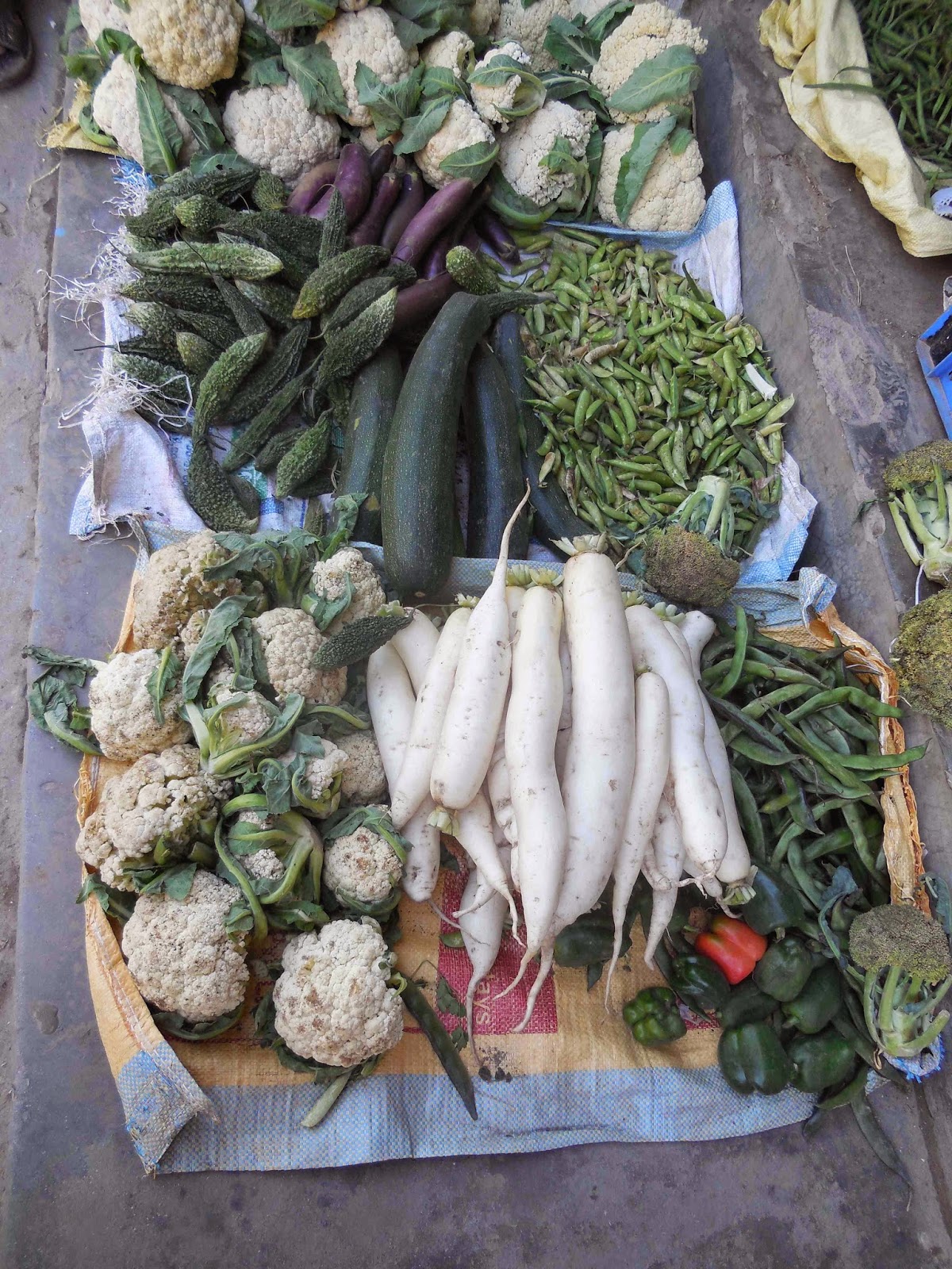 Ann Marcer in Nepal Winter vegetables
