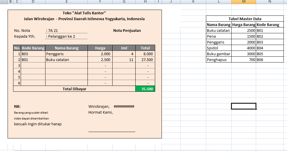 Contoh Nota Ac Fajar Permata